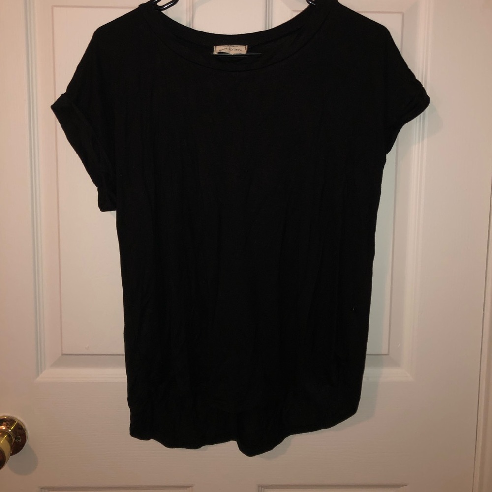 Black top with rolled sleeves